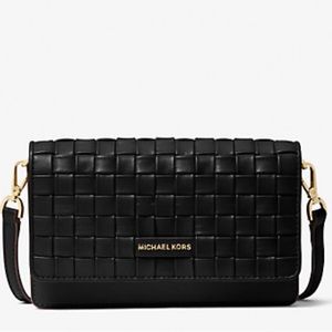 Like New Michael Kors Jet Set Leather Woven Phone Crossbody